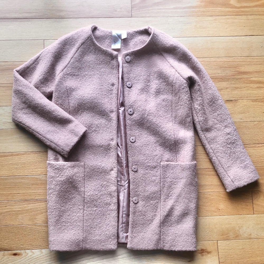 Collarless Woolblend Coat - Picture 4 of 9